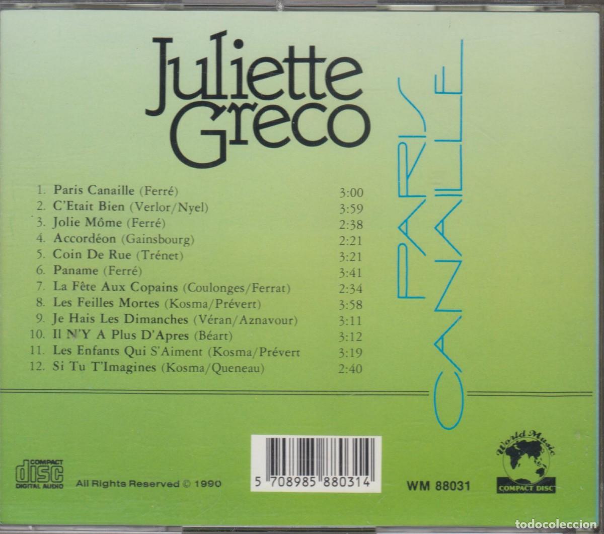 CDs de m&uacute;sica: Juliette Gr&eacute;co cd Paris Canaille 1990 - Foto 2