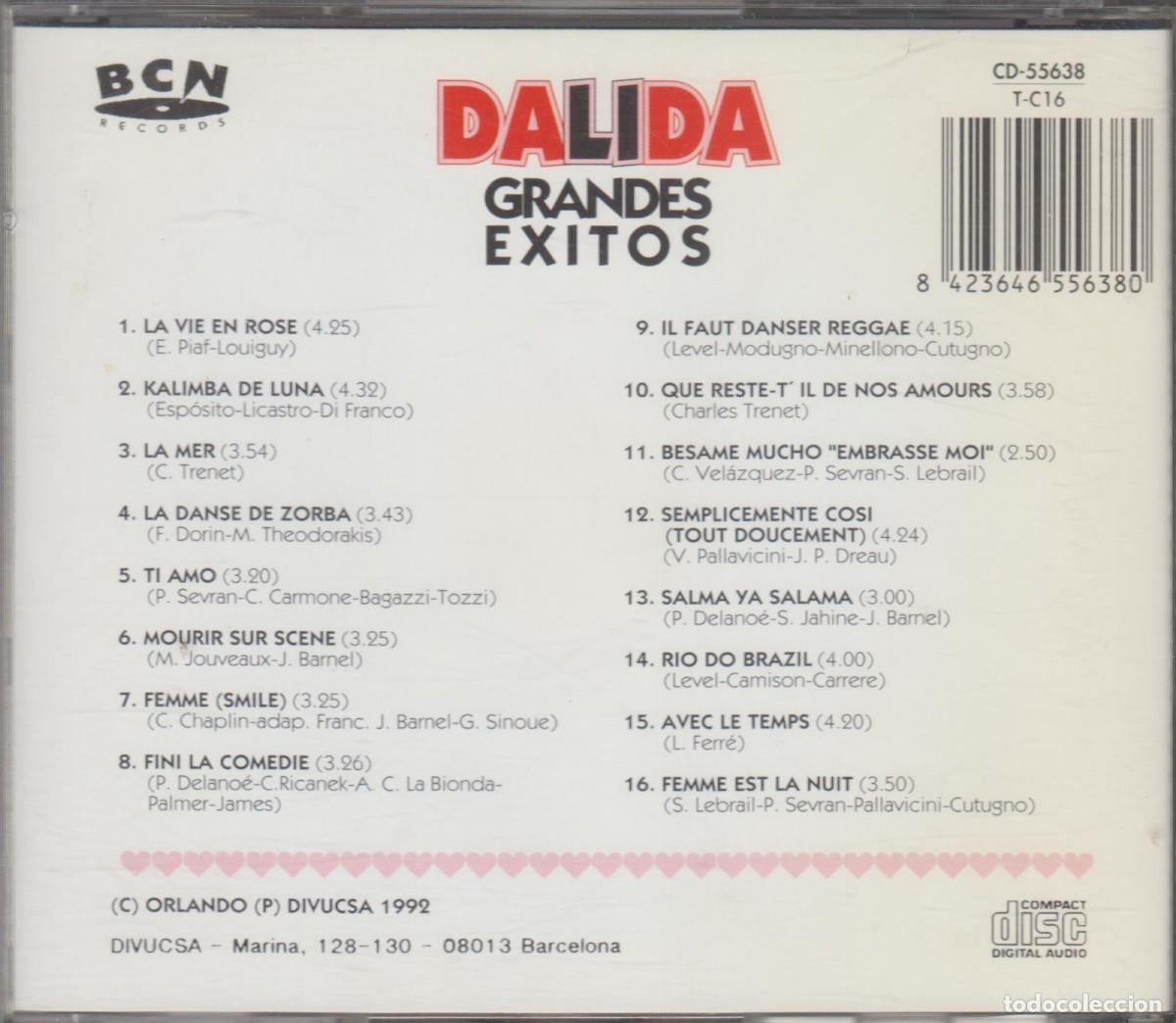 CDs de m&uacute;sica: Dalida cd Grandes Exitos 1992 Spain - Foto 2