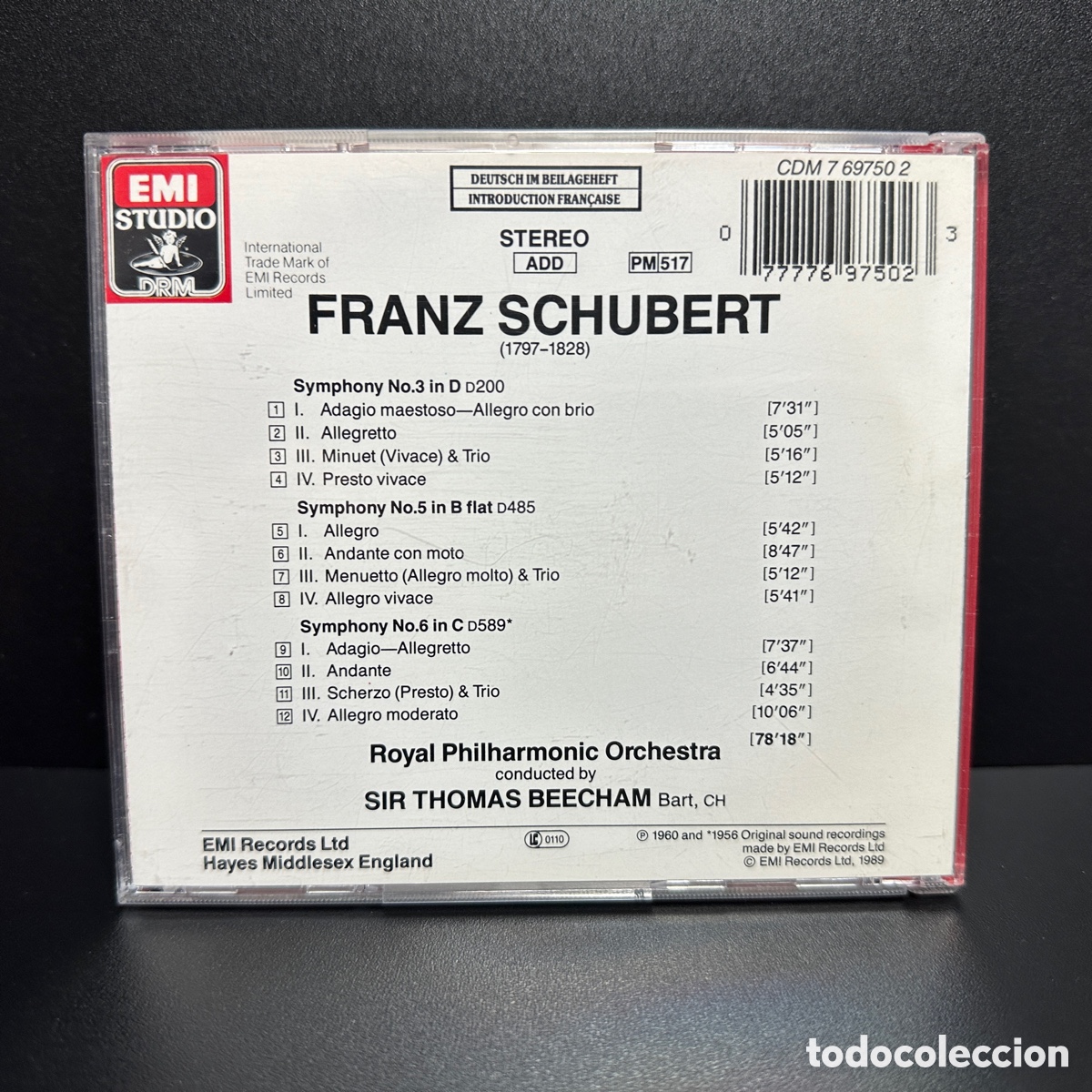CDs de m&uacute;sica: Schubert - Sir Thomas Beecham - Symphonies 3, 5 & 6 (CD, Comp) - Foto 2