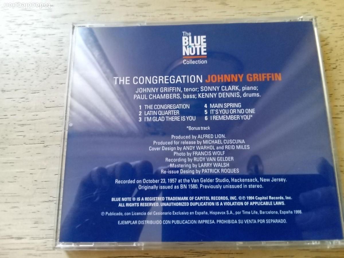 CDs de m&uacute;sica: Johnny Griffin. The congregation. CD Blue note. Tema extra - Foto 2