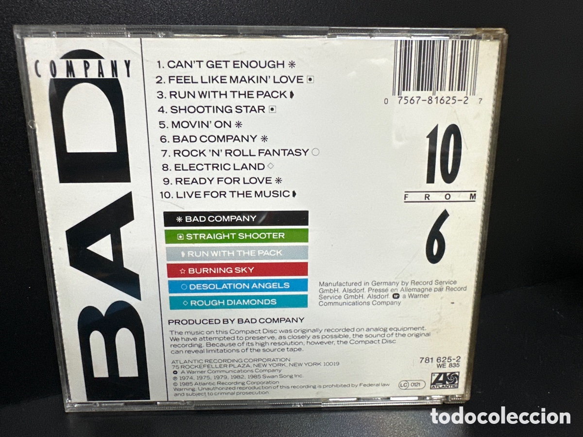 CDs de m&uacute;sica: Bad Company - 10 From 6 (CD) - Foto 2