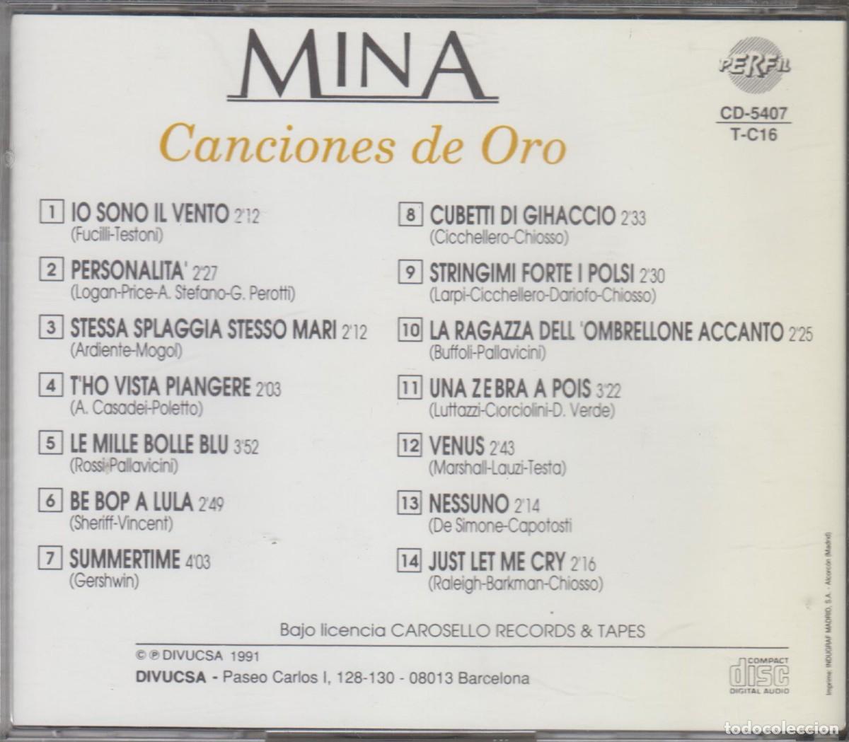 CDs de m&uacute;sica: Mina cd Canciones de Oro 1991 Perfil - Foto 2