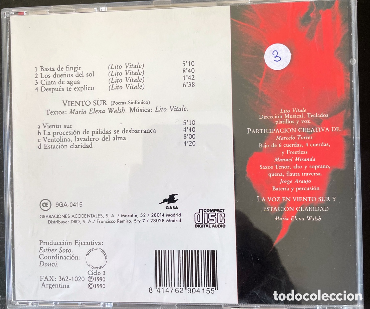CDs de m&uacute;sica: Lito Vitale Cuarteto Viento sur - Foto 2