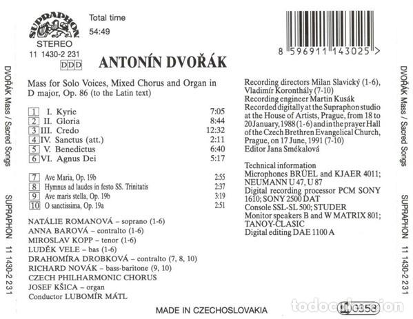 CDs de m&uacute;sica: DVOR&Aacute;K: MASS IN D MAJOR - SUPRAPHON - CD - Foto 2