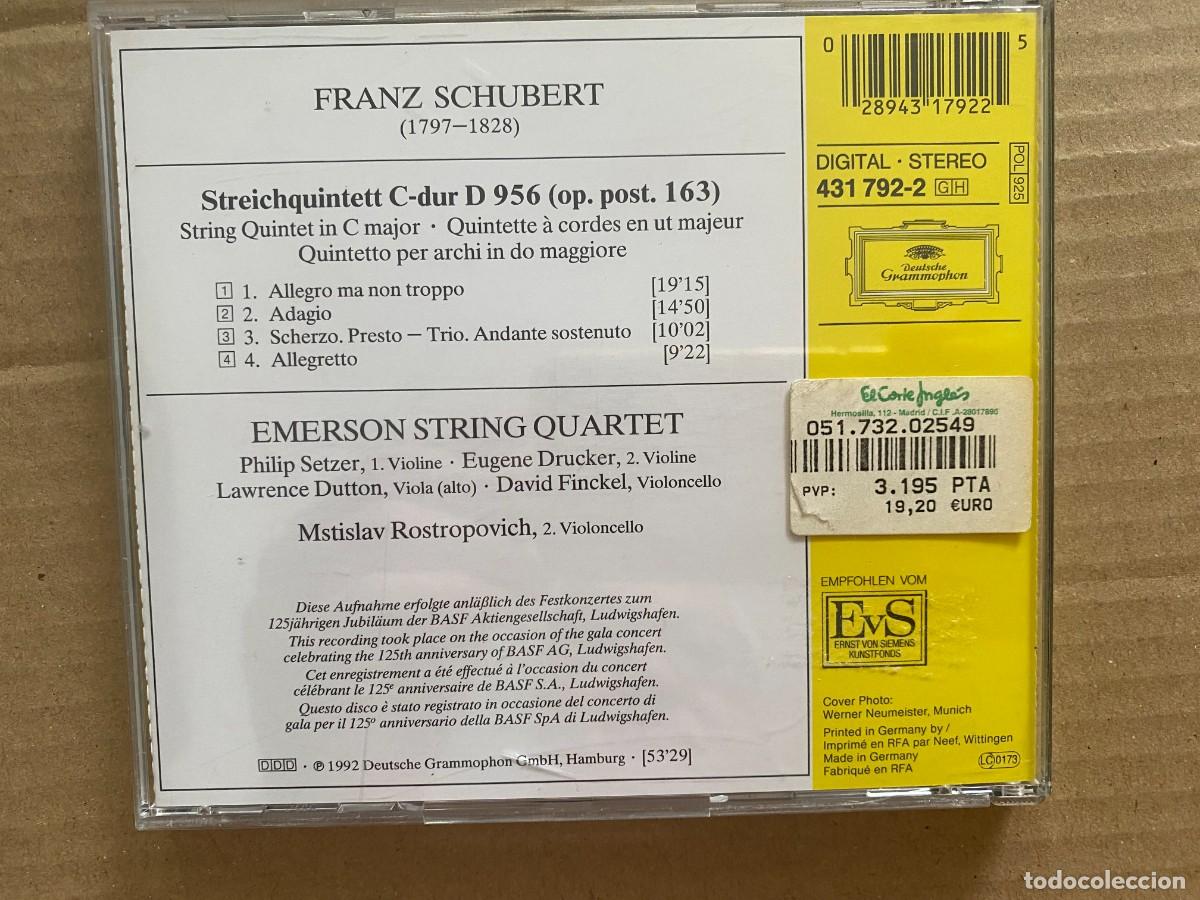 CDs de m&uacute;sica: CD SCHUBERT - STREICHQUINTETT C - DUR - D 956 - Foto 2