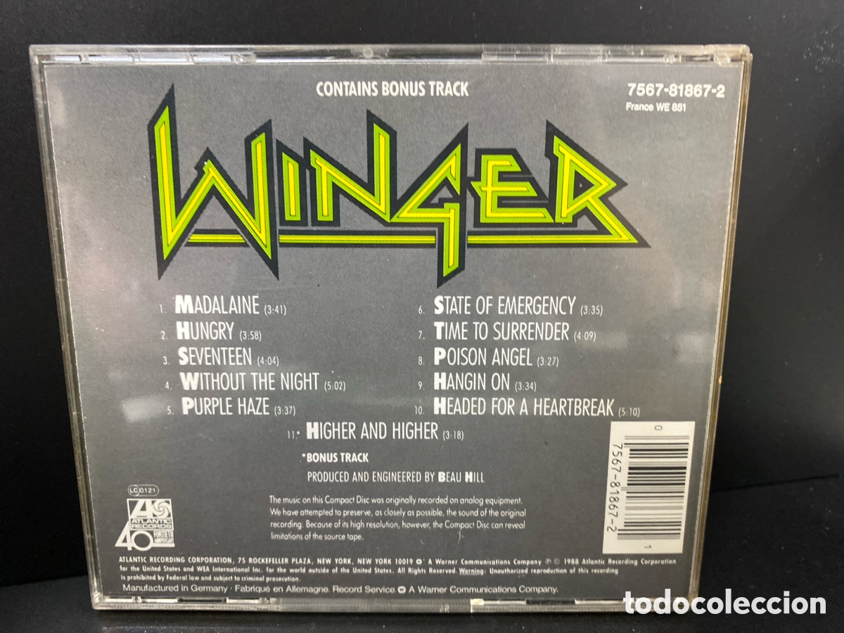 CDs de m&uacute;sica: Winger - Winger (CD, Album) - Foto 2