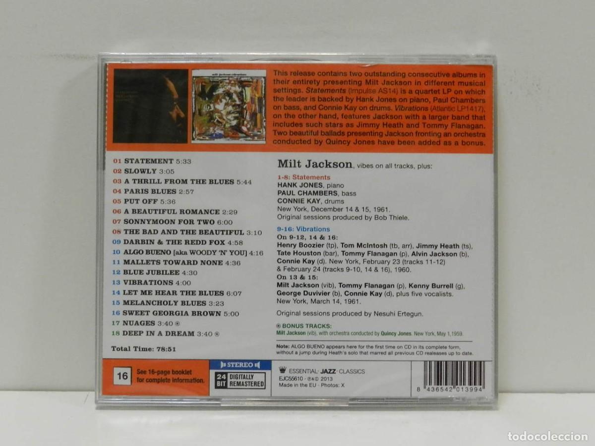 CDs de m&uacute;sica: DISCO CD. Milt Jackson &ndash; Statements + Vibrations. COMPACT DISC. PRECINTADO. - Foto 2