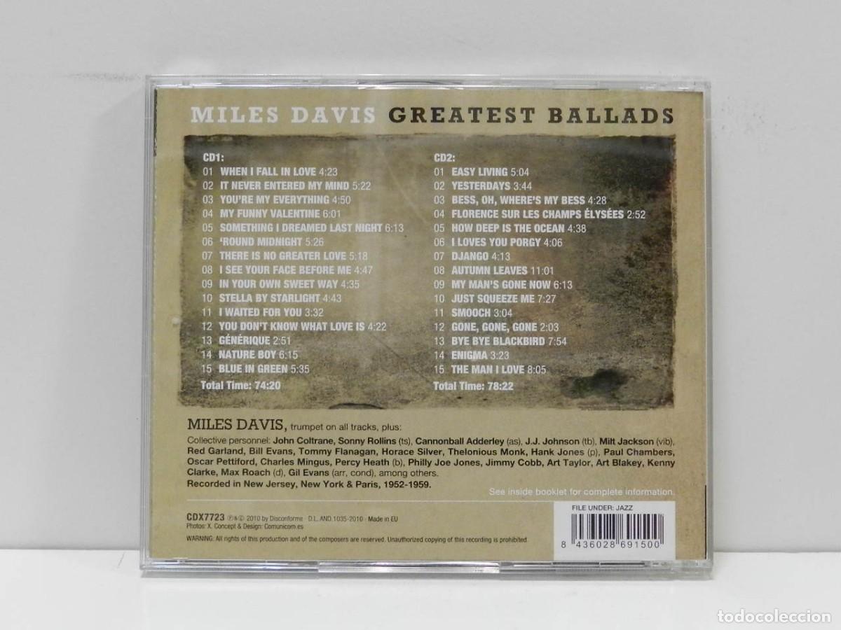CDs de m&uacute;sica: DISCO 2 X CD. Miles Davis &ndash; Greatest Ballads. COMPACT DISC. - Foto 2