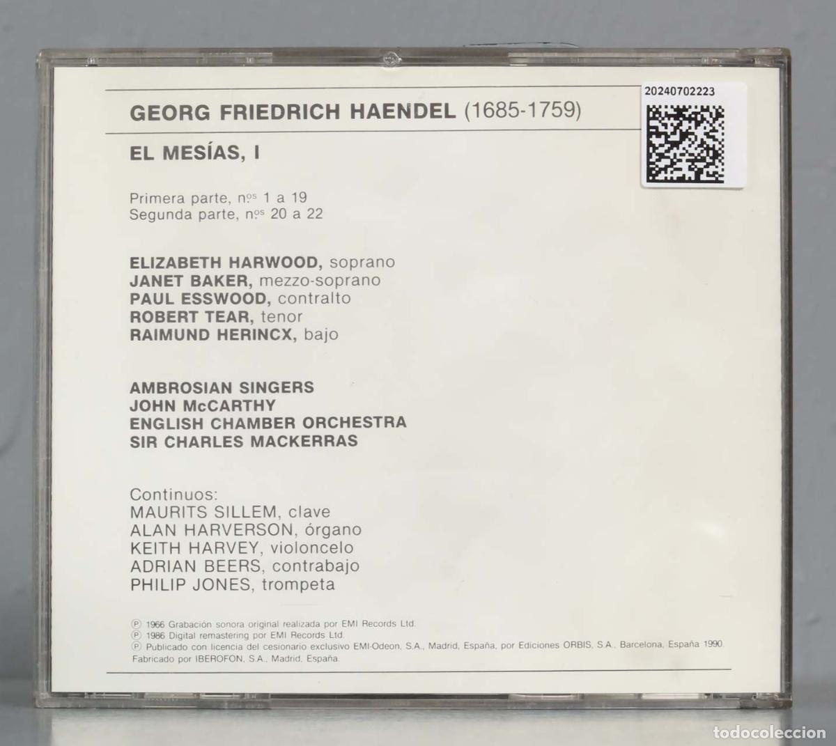 CDs de m&uacute;sica: 2 CD. HAENDEL EL MES&Iacute;AS, MACKERRAS. 2 VOLS - Foto 2