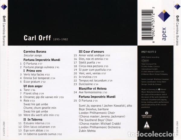 CDs de m&uacute;sica: ORFF: CARMINA BURANA - WARNER - CD - Foto 2