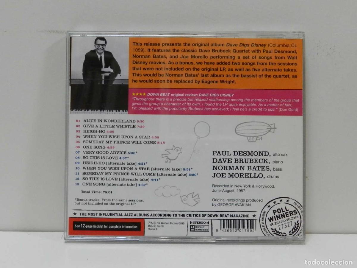 CDs de m&uacute;sica: DISCO CD. The Dave Brubeck Quartet &ndash; Dave Digs Disney. COMPACT DISC. - Foto 2