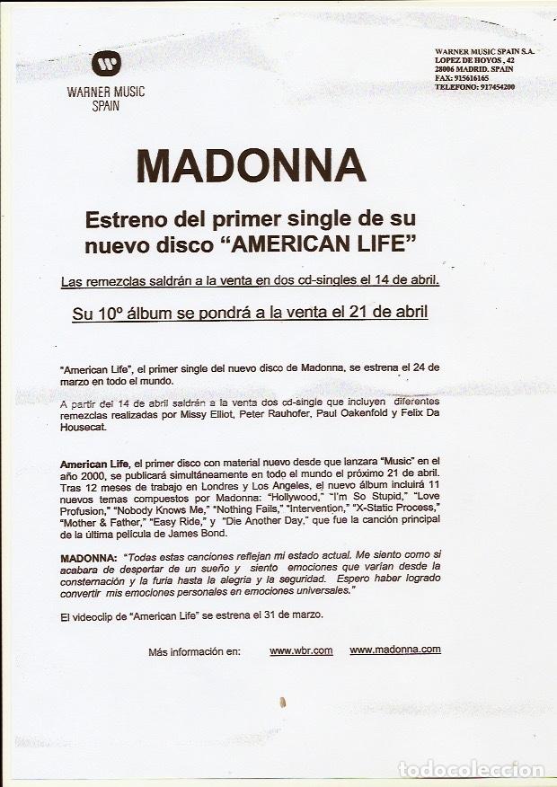 CDs de m&uacute;sica: MADONNA. American life. (cd single 2003) - Foto 3
