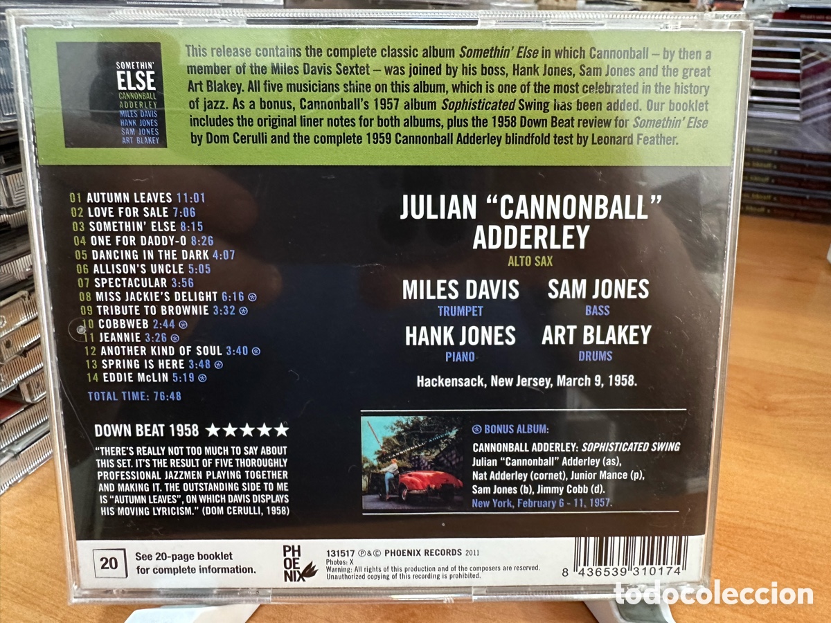 CDs de m&uacute;sica: Cannonball Adderley - Somethin Else (CD) - Foto 2