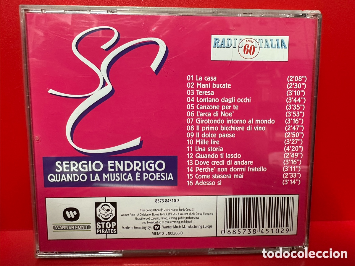 CDs de m&uacute;sica: Sergio Endrigo - Quando La Musica &Egrave; Poesia (CD, Comp) - Foto 2