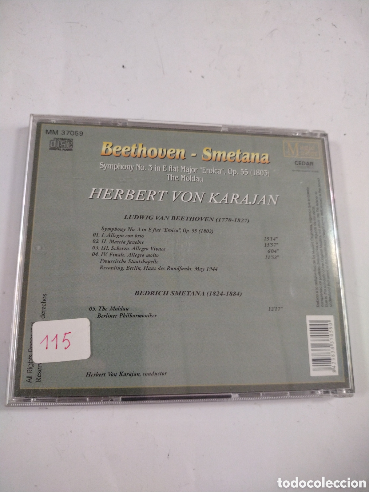 CDs de m&uacute;sica: Beethoven. Smetana. Herbert Von Karjan. CD - Foto 2