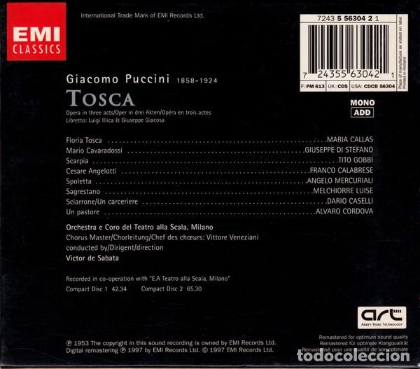 CDs de m&uacute;sica: PUCCINI: TOSCA - CALLAS - EMI CLASSICS - 2 CD + LIBRETO - Foto 2