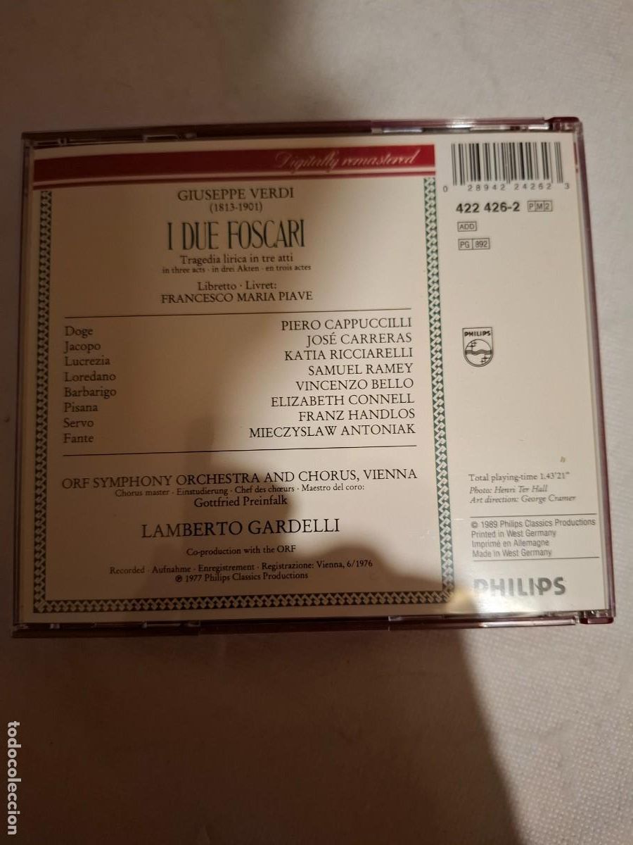 CDs de m&uacute;sica: GIUSEPPE VERDI: I DUE FOSCARI (PHILIPS-2 CD) - Foto 2