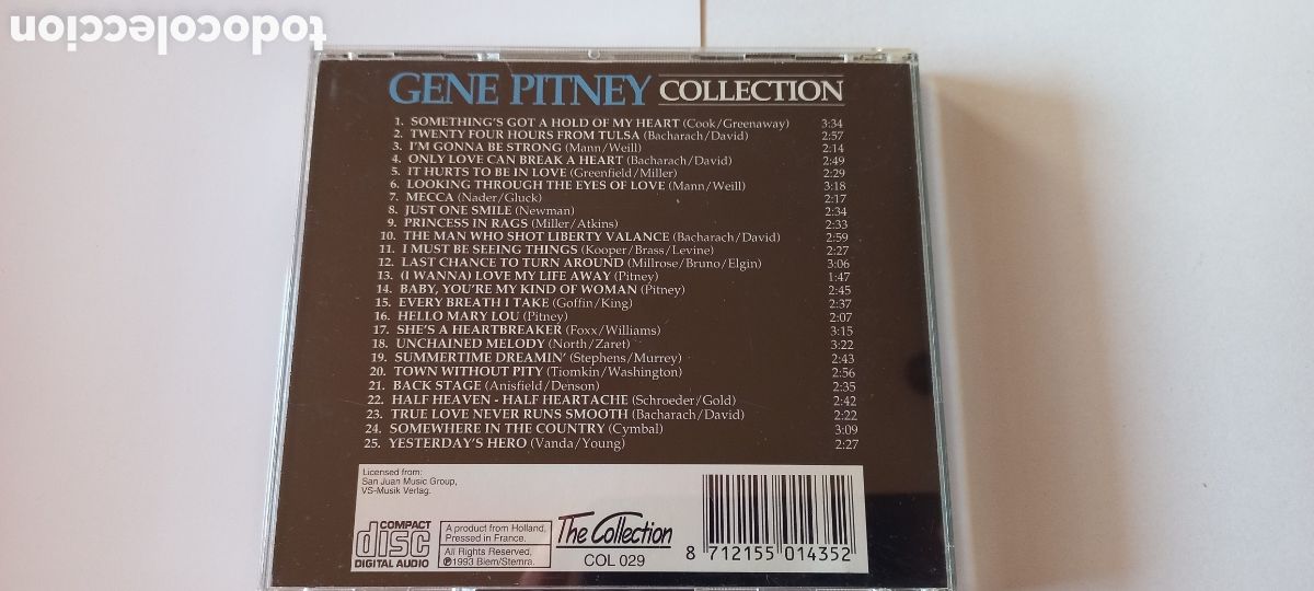 CDs de m&uacute;sica: Gene Pitney CD 25 songs Como nuevo - Foto 2