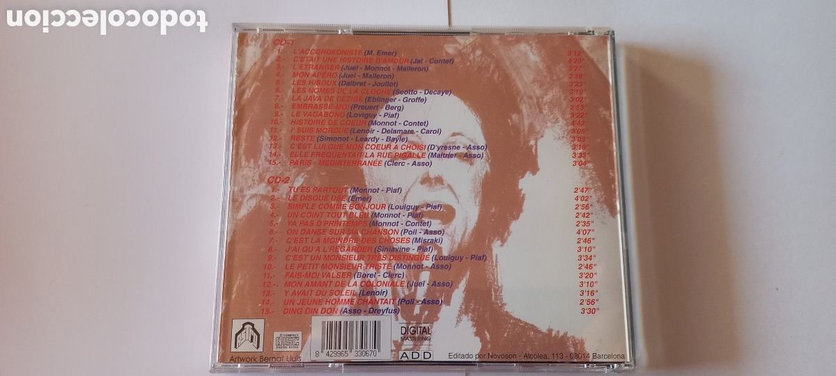 CDs de m&uacute;sica: Edith Piaf 2 CD sus &eacute;xitos 30 chansons de cabaret como nuevos - Foto 2