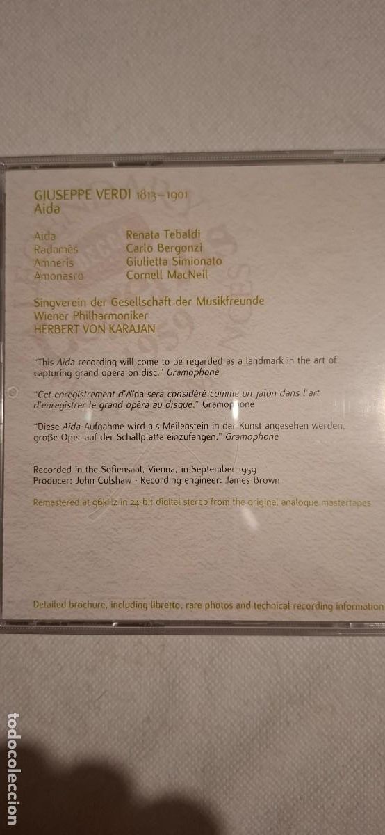 CDs de m&uacute;sica: GIUSEPPE VERDI: AIDA (DECCA - 2 cd) - Foto 2