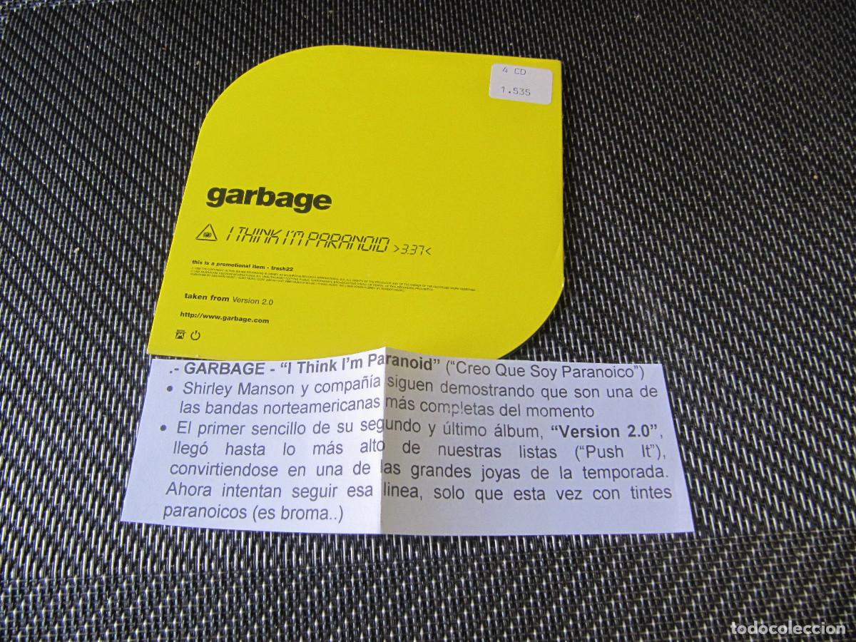 CDs de m&uacute;sica: GARBAGE I Think I&acute;m paranoid CD SINGLE CADENA 100 - Foto 1