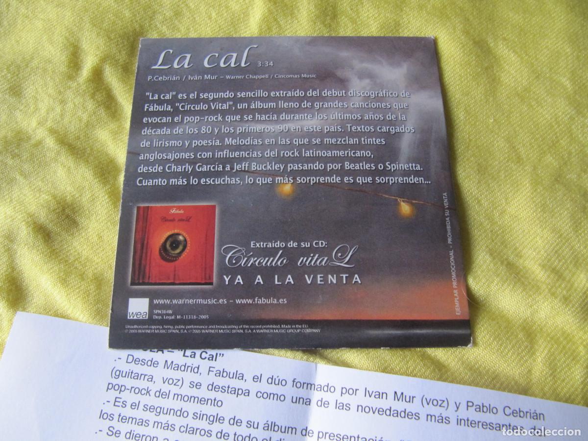CDs de m&uacute;sica: FABULA - LA CAL ( CD SINGLE CADENA 100 ) - Foto 2