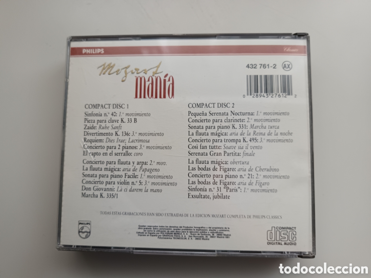 CDs de m&uacute;sica: Mozart man&iacute;a. Doble compacto. - Foto 2
