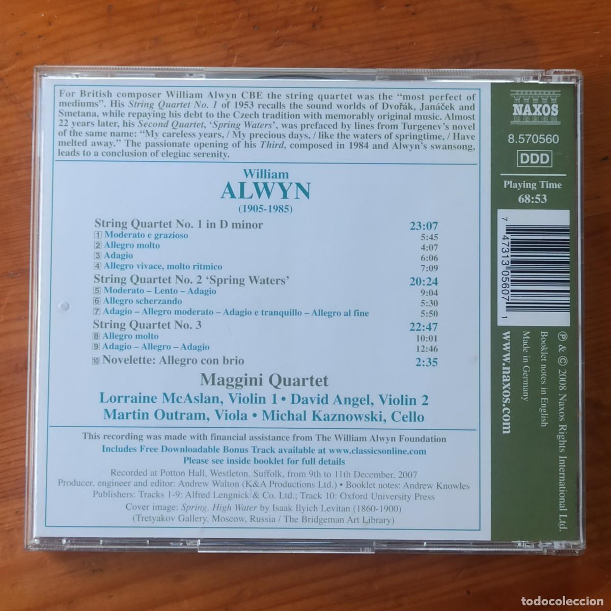 CDs de m&uacute;sica: CD William Alwyn, Maggini Quartet* &ndash; String Quartets Nos. 1-3 &mdash; Novelette - Foto 2
