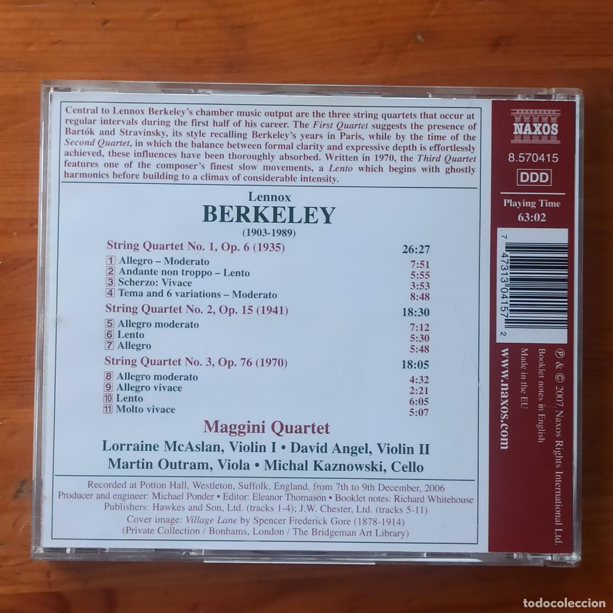 CDs de m&uacute;sica: CD Lennox Berkeley &ndash; Maggini Quartet* &ndash; String Quartets Nos. 1 - 3 - Foto 2