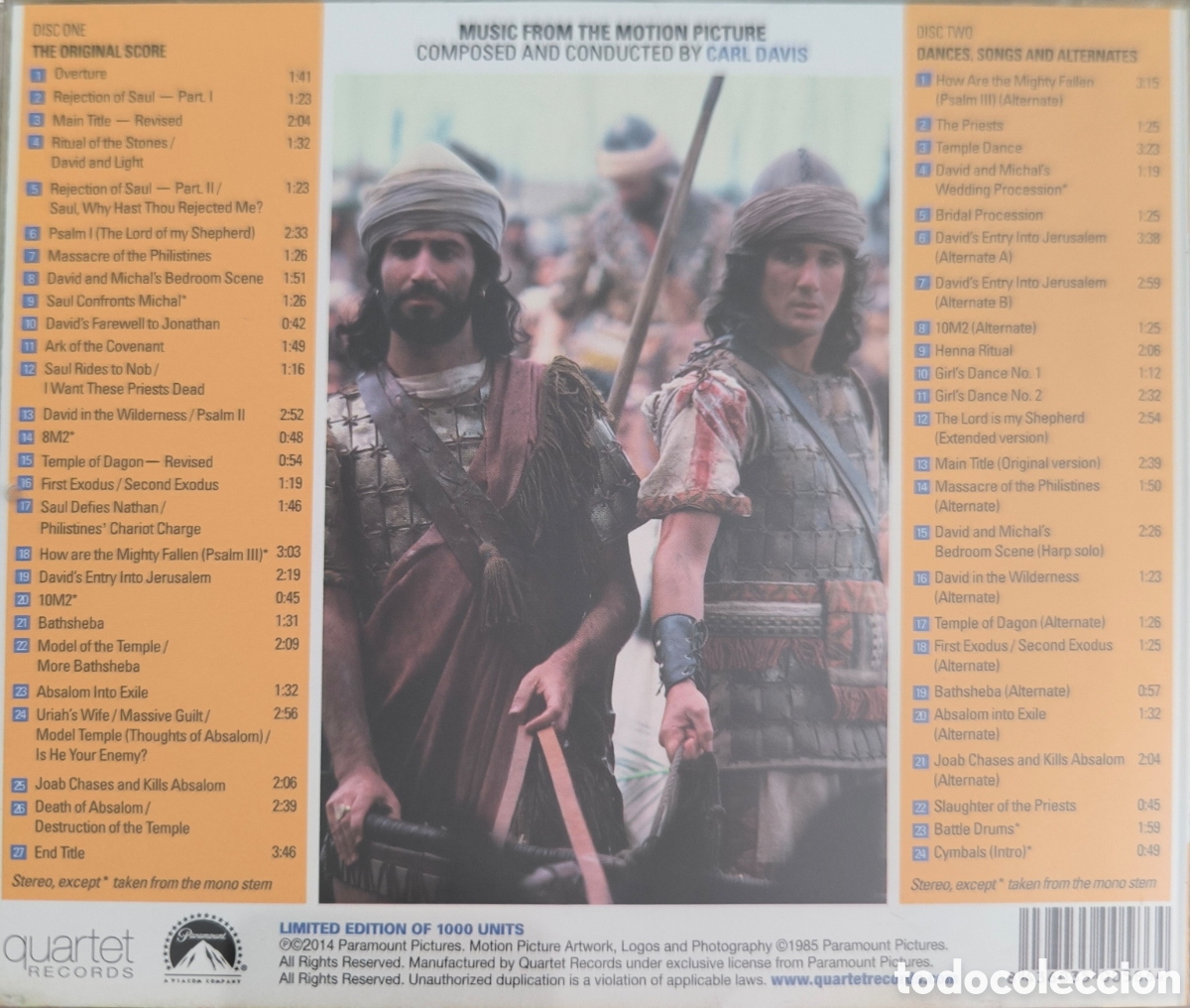 CDs de m&uacute;sica: 2 Cd KING DAVID. CARL DAVIS. - Foto 3