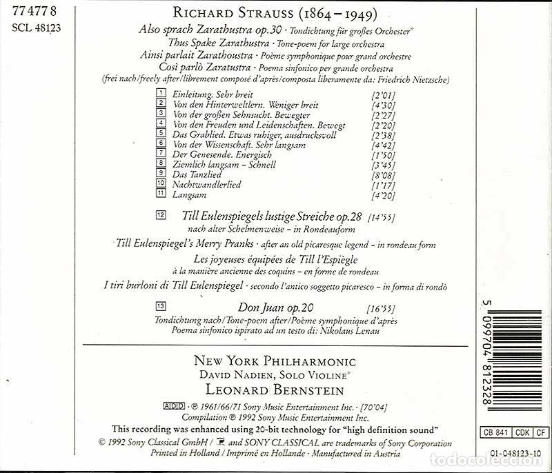 CDs de m&uacute;sica: Richard Strauss - Edition Leonard Bernstein. CD - Foto 2