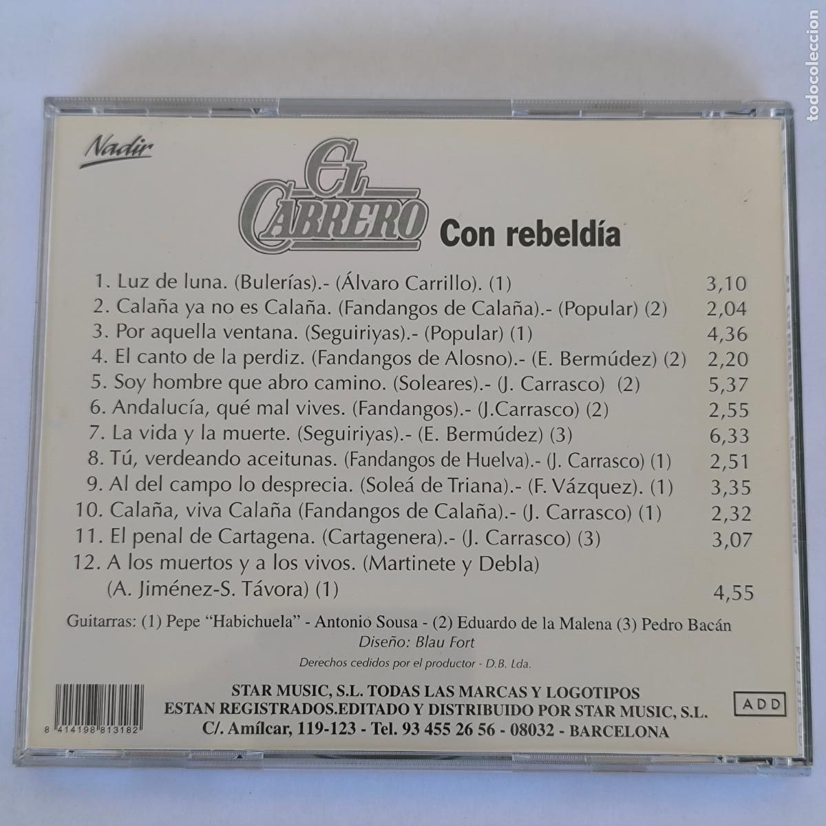 CDs de m&uacute;sica: EL CABRERO. CON REBELD&Iacute;A. CD CON 12 TEMAS. RARO - Foto 2