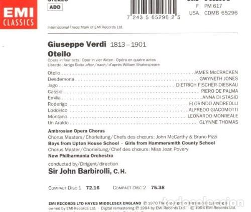 CDs de m&uacute;sica: VERDI: OTELLO - EMI CLASSICS - 2 CD + LIBRETO - Foto 2