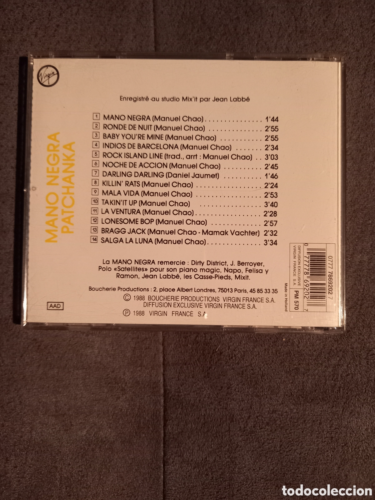 CDs de m&uacute;sica: CD MANO NEGRA - PATCHANKA. VIRGIN 1988 - Foto 2