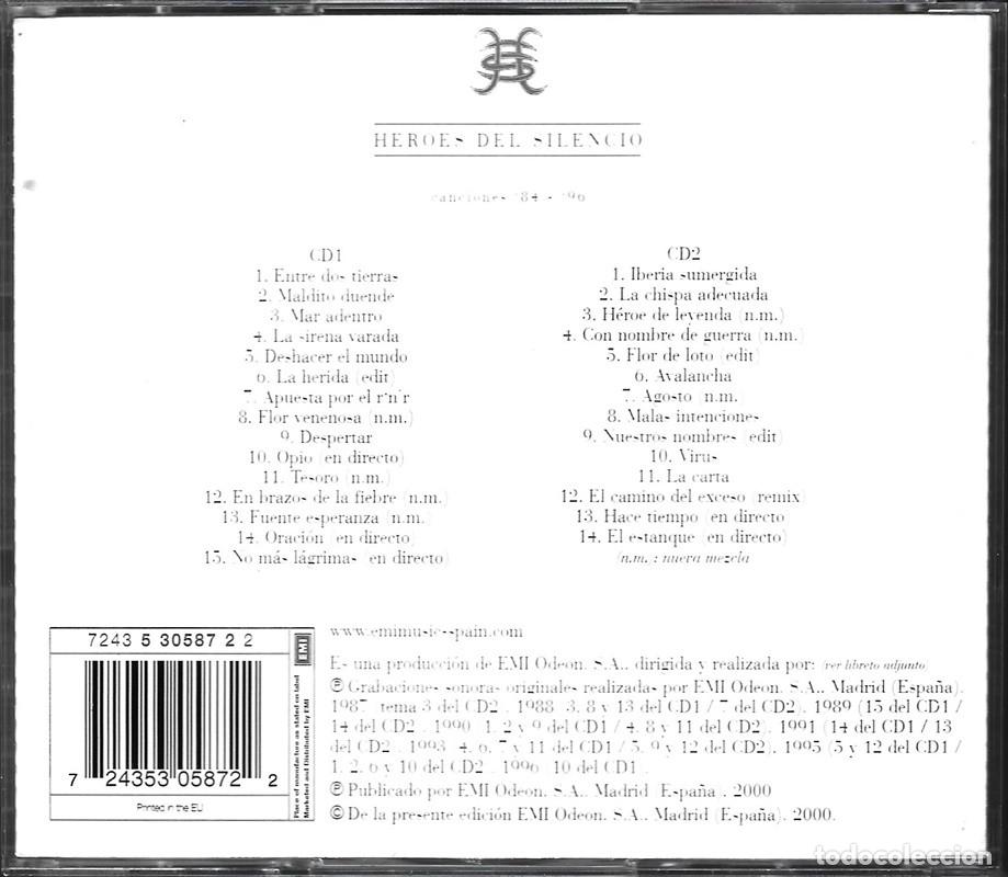 CDs de m&uacute;sica: H&Eacute;ROES DEL SILENCIO CANCIONES &acute;84 - &acute;96 (2 CD) - Foto 2