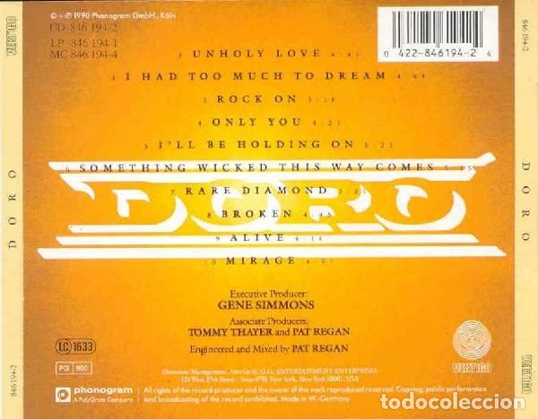 CDs de m&uacute;sica: DORO. DORO. VERTIGO 846 194-2. 1990. WARLOCK. - Foto 2
