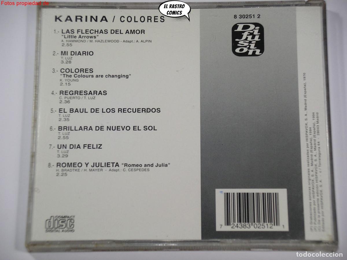 CDs de m&uacute;sica: Karina, Colores, CD Difusi&oacute;n, Hispavox, 1994 - Foto 2