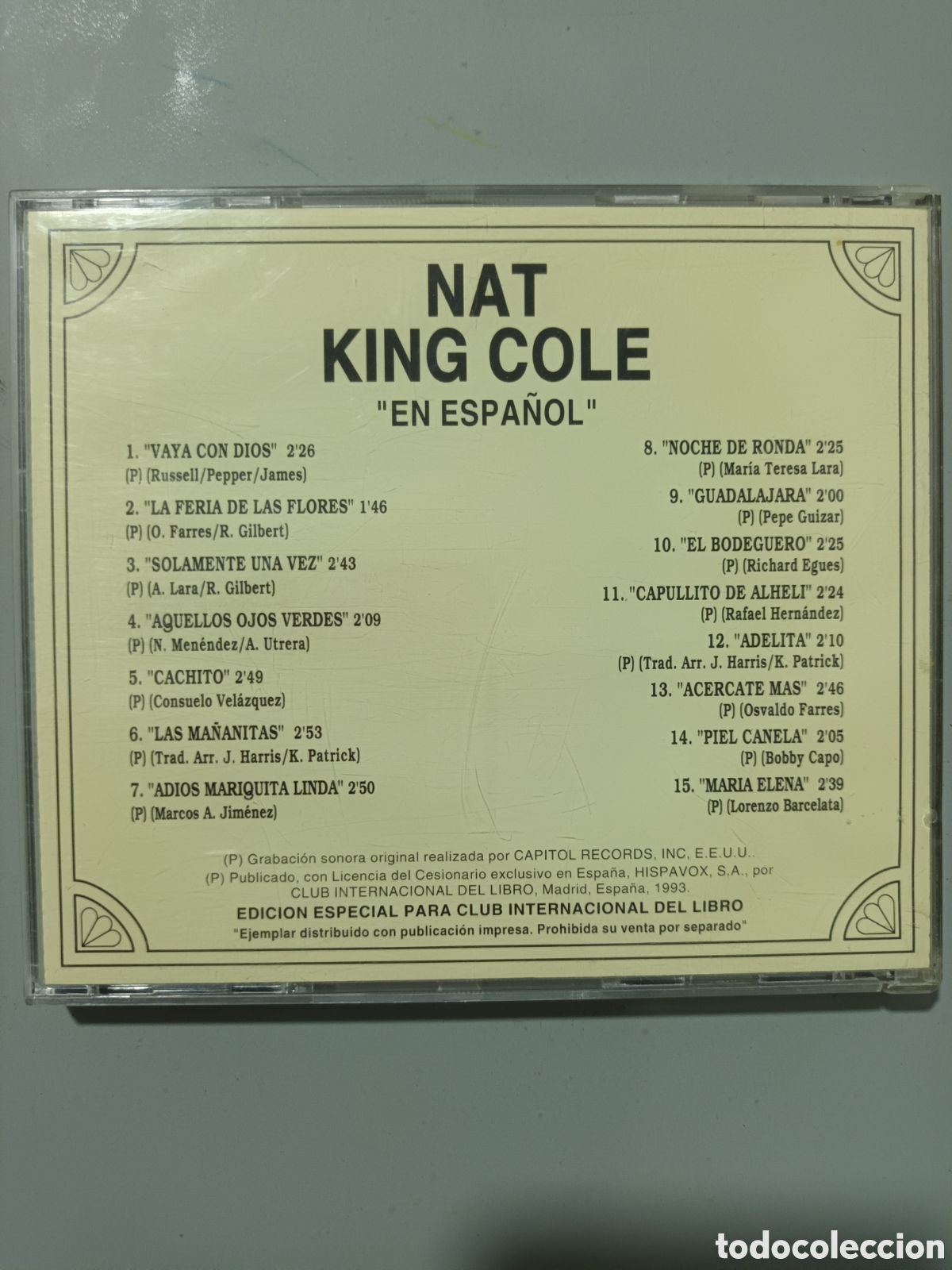 CDs de m&uacute;sica: Nat King Cole en espa&ntilde;ol cd - Foto 2