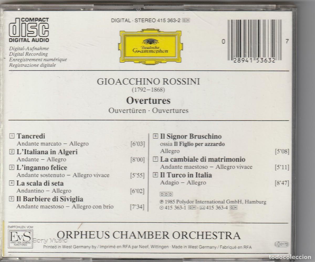 CDs de m&uacute;sica: ROSSINI - OVERTURES (CD DGG) ORPHEUS CHAMBER ORCHESTRA - Foto 2