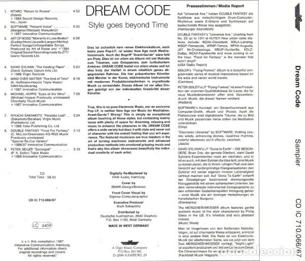 CDs de m&uacute;sica: Dream Code - Varios - CD - Kitaro - Sakamoto - Etc - Foto 2