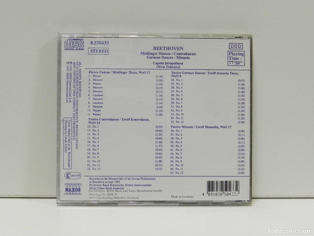 CDs de m&uacute;sica: DISCO CD. Beethoven &ndash; M&ouml;dlinger Dances / Contredanses / German Dances / Minuets. COMPACT DISC. - Foto 2