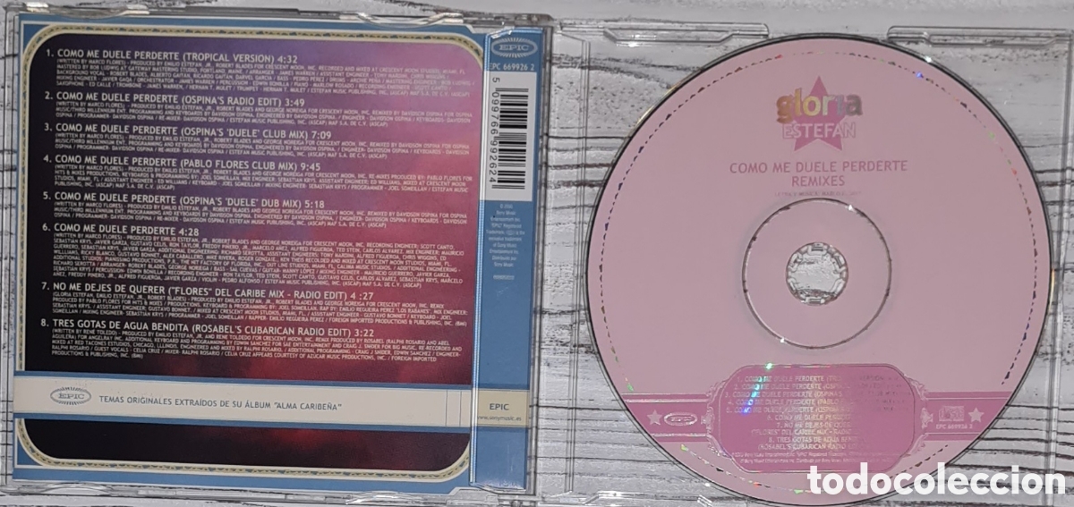 CDs de m&uacute;sica: MAXI CD - GLORIA ESTEFAN - COMO ME DUELE PERDERTE (REMIXES) 2000 - Foto 2