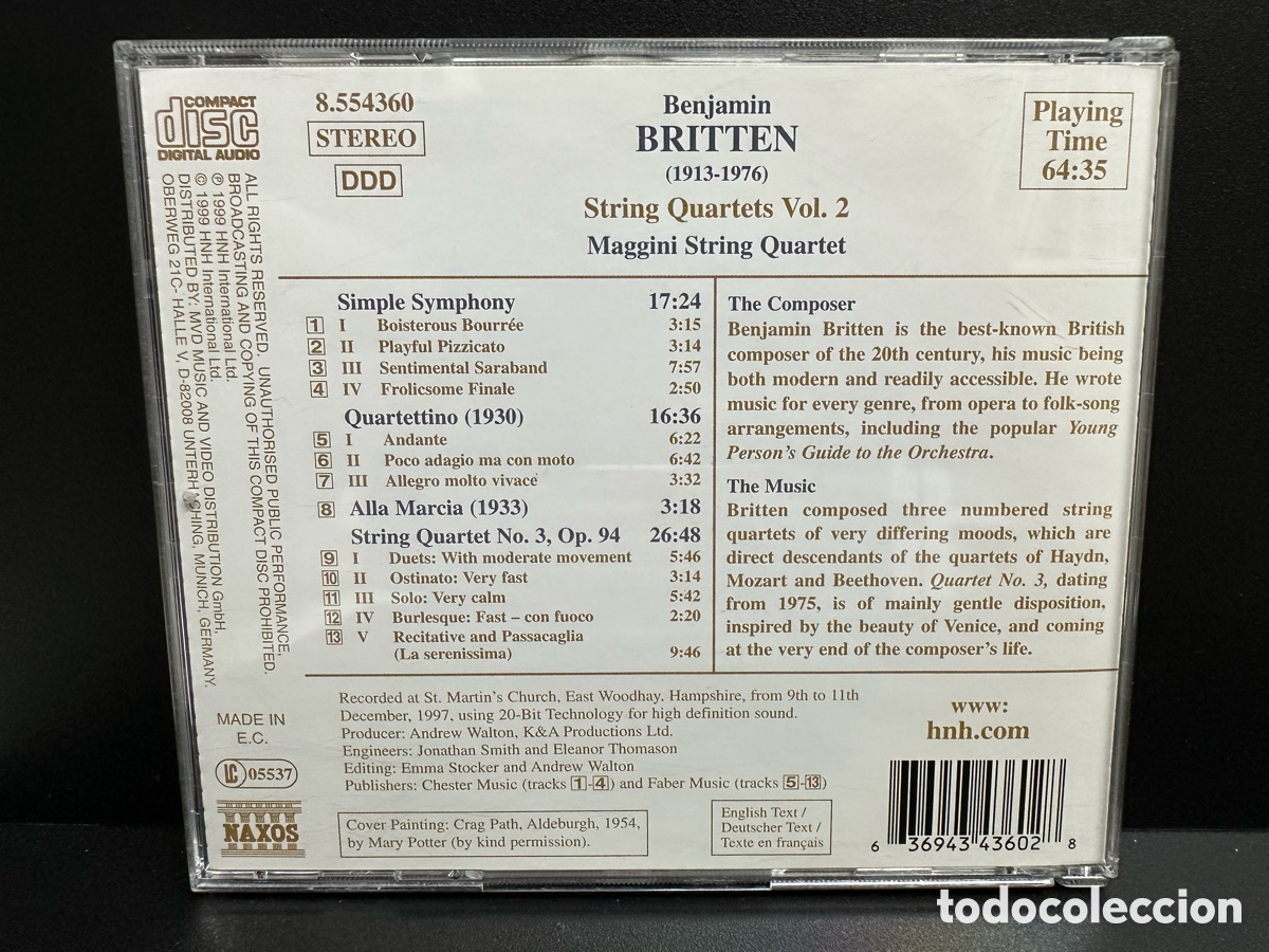 CDs de m&uacute;sica: Britten - Maggini String Quartet - String Quartets Vol. 2 (CD, Album) - Foto 2