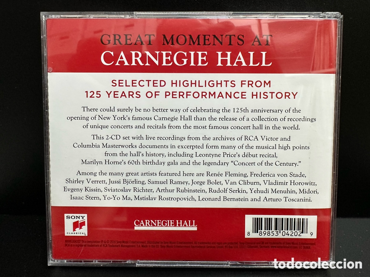 CDs de m&uacute;sica: Various - Great Moments At Carnegie Hall (2xCD, Comp) - Foto 2