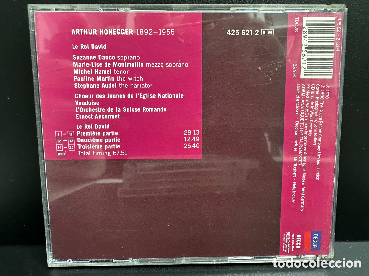 CDs de m&uacute;sica: Honegger - Ernest Ansermet - Le Roi David (CD) - Foto 2