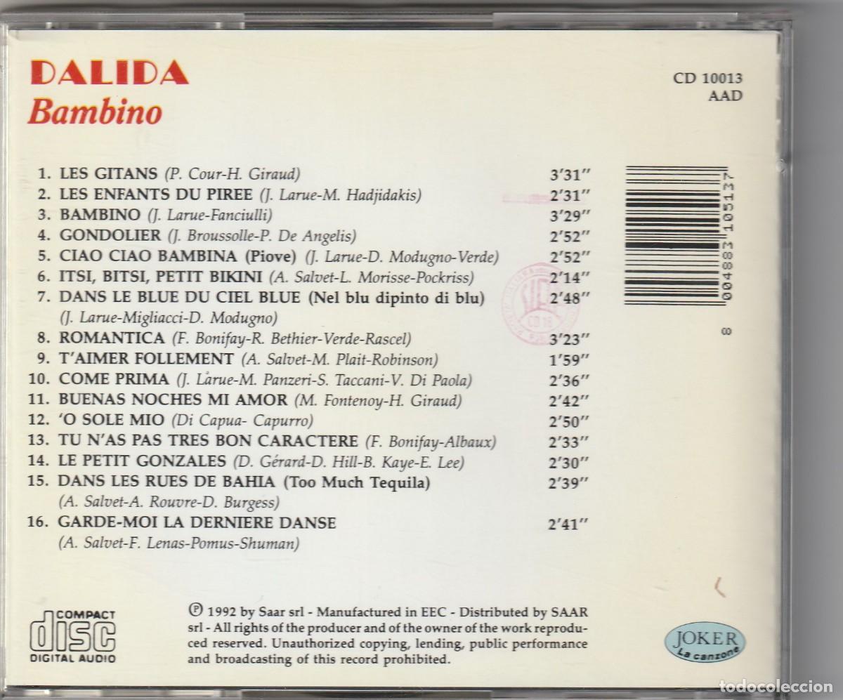 CDs de m&uacute;sica: DALIDA - BAMBINO (CD JOKER 1992) - Foto 2