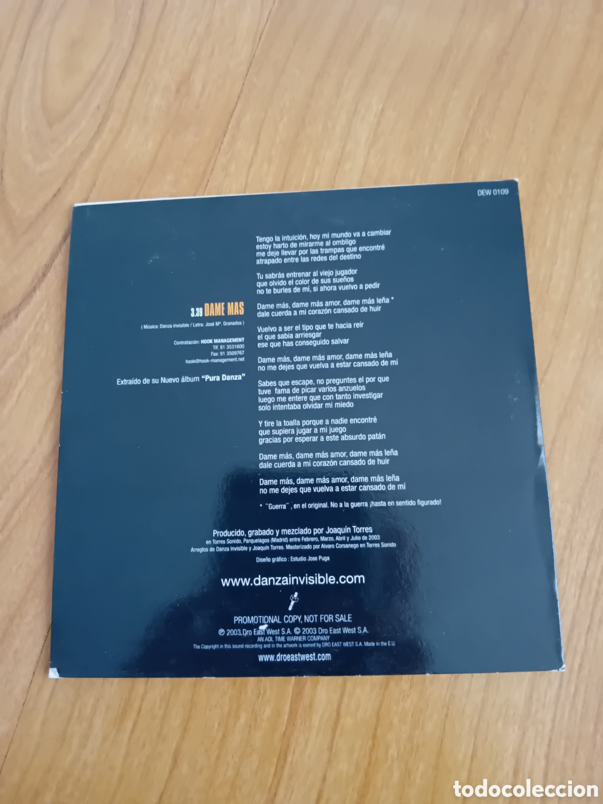 CDs de m&uacute;sica: DANZA INVISIBLE. DAME MAS - Foto 2