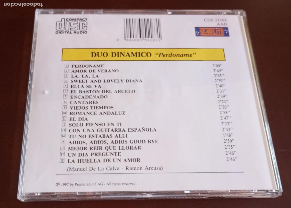 CDs de m&uacute;sica: DUO DINAMICO - PERDONAME - CD - 1994 - Foto 2
