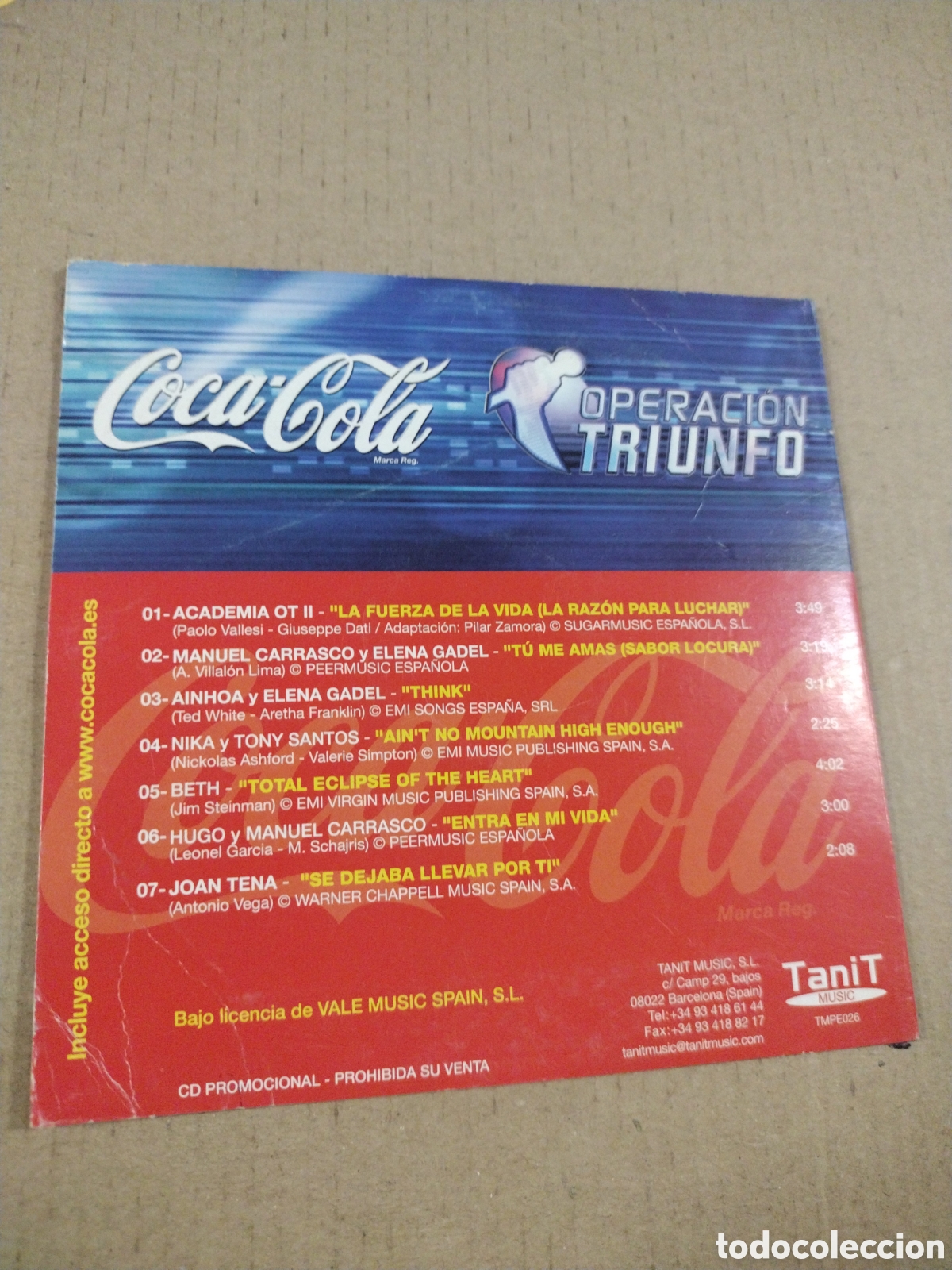 CDs de m&uacute;sica: COCA-COLA. OPERACI&Oacute;N TRIUNFO. CD. - Foto 2