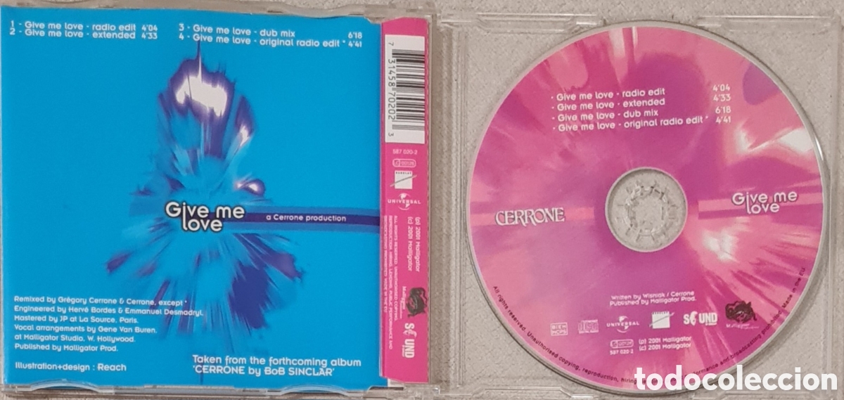 CDs de m&uacute;sica: MAXI CD - CERRONE - GIVE ME LOVE - 2001 - Foto 2
